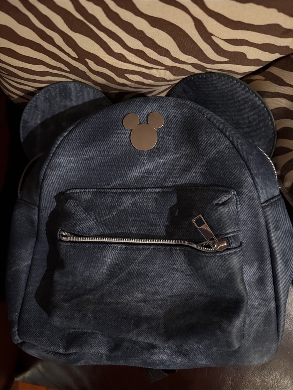 Mickey Ear Navy Suede-Effect Backpack Disney